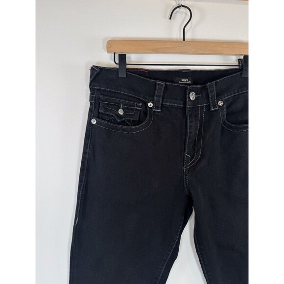 True Religion Men Jeans Black Ricky Relaxed Straight Flap Pocket Dark Wash 34x27 - Picture 8 of 15